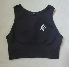 GymKing Black Ribbed Sports Bra XS Wide Strap Non-Wired Polyamide/Elastane
