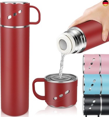 Thermoskanne Edelstahl 550ml - Auslaufsicher Thermosflasche mit Becher und
