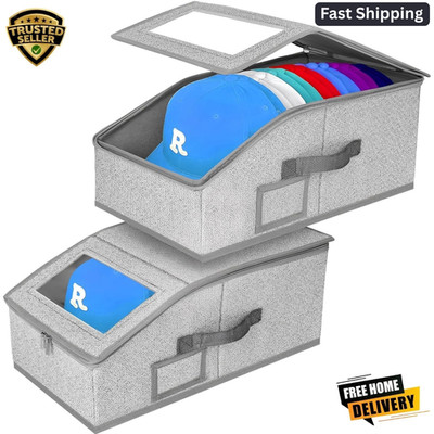 1/2x Stackable Hat Storage Organizer for Baseball Caps 24 Caps Hat Box with Lid
