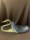 Murano 1970s By Sooner Arts MCM Hand Blown Glass Swan Planter Bowl Made In Italy