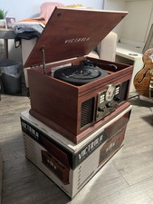Victrola 7-in-1 Turntable Record Player Bluetooth Cassette CD FM Aux Brown