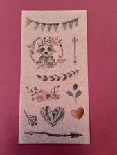 Whimsical animal raccoon Washi Sticker sheet