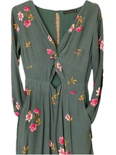 Abercrombie  Fitch green floral long sleeve jumpsuit Boho Whimsy Fairy SZ XS