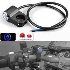 Motorcycle Switch On/Off Button 7/8" Handlebar Headlight Fog Spot Light LED Blue
