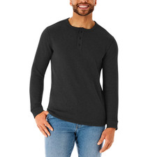 Member's Mark Men's Thermal Henley Size S Black