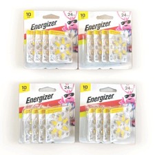 Energizer Hearing Aid Batteries Size 10 Yellow Tab 92 Total 4 Packs of 24 5/28
