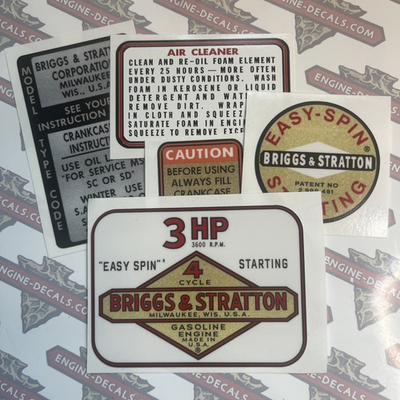 #ad Briggs amp; Stratton Minibike label 3 hp old school Set of 5 $17.90