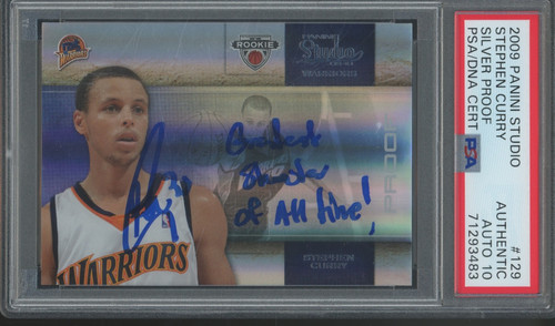 2009 Studio Silver Proof #129 Stephen Curry /99 Greatest Shooter RC PSA 10 Auto