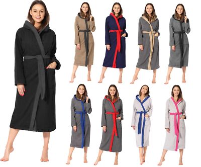 Ladeheid Damen Frottee Bademantel Baumwolle Wellness Spamantel Saunamantel S-XXL