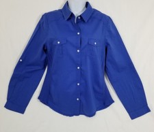 Old Navy Women's Button Front Long Sleeve Blue Blouse Size Large