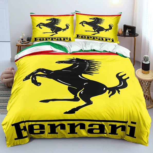 Car Duvet Cover Pillowcase Bedding Set Single Double Queen Auto Logos