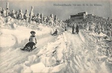 Rodelbahn Hochwaldbaude 752 mtr. N. N. im Winter Oybin Postkarte AK