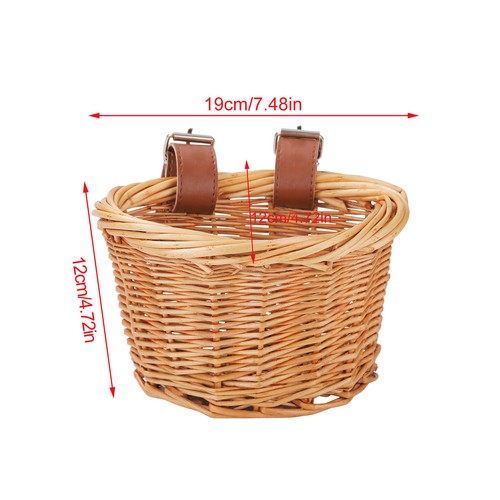 Retro Bike Basket Wicker Woven Kid Bicycle Front Basket Handlebar Storage Basket - Picture 3 of 14