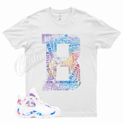 White BLESSED T Shirt for  Grant Hill 2 High Tie Dye