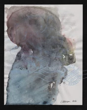 Thoughtful Chimpanzee 2016 C Peterson * Abstract * Watercolor Painting alien ufo