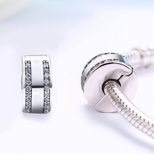 Genuine Sterling Silver 925 Classic Simple Clip Bead Charm For Bracelets Family - Picture 2 of 4
