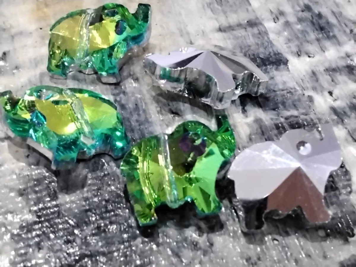Electroplated Faceted Glass Bead, Elephant, 13x15x7mm, Green Yellow, 10 Pce.