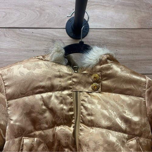 Disney vintage Hannah Montana gold zip up puffer jacket with fur trim for kids - Picture 3 of 8