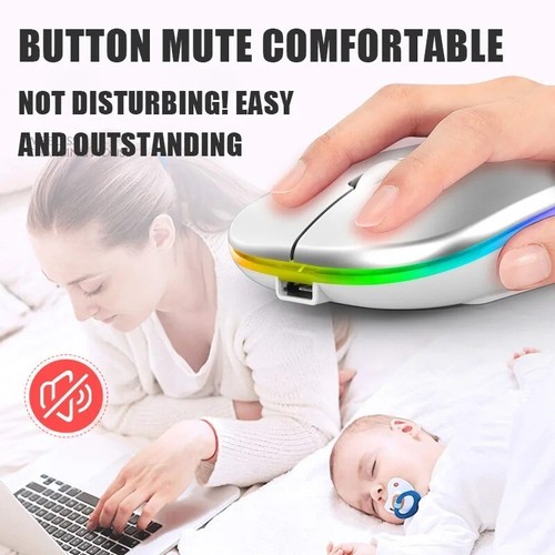 2.4GHz Bluetooth Wireless Optical Mouse USB Rechargeable RGB Mice for PC Laptop
