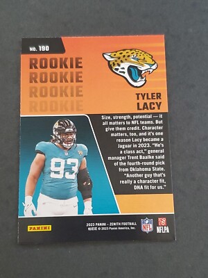 Tyler Lacy 2023 Panini ZENITH Football RC Rookie #190 Jacksonville