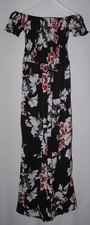 Women  s black and multicolour Floral off the shoulder jumpsuit size L