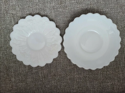 5 Vintage White Milk Glass Saucers