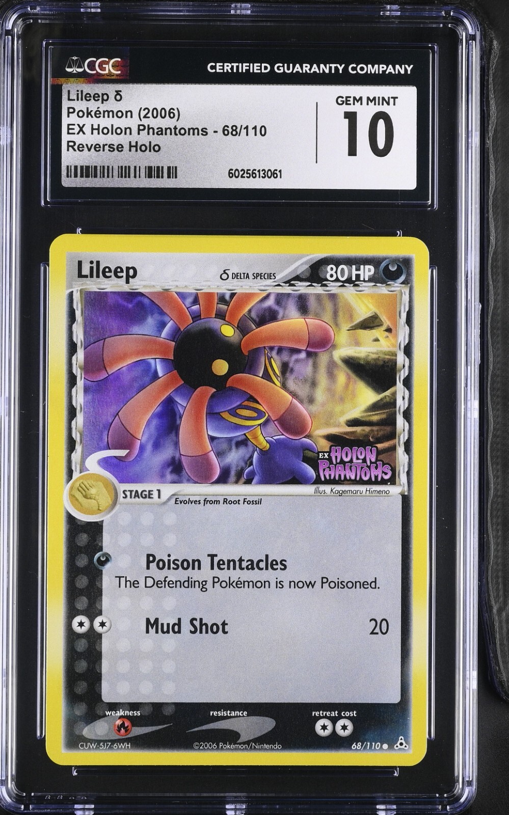 CGC 10 Lileep Reverse Holo 68/110 EX Holon Phantoms 2006 Pokemon Card
