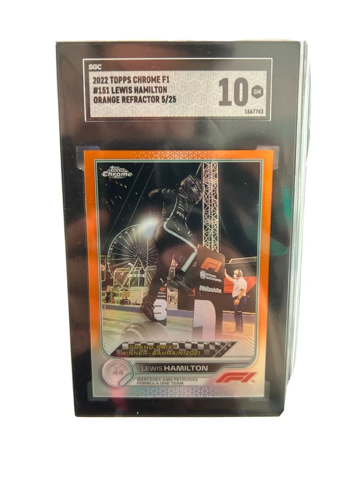 2022 Topps Chrome Formula 1 F1 Lewis Hamilton #151 Orange 5 /25 SGC 10 - Image 2 of 3