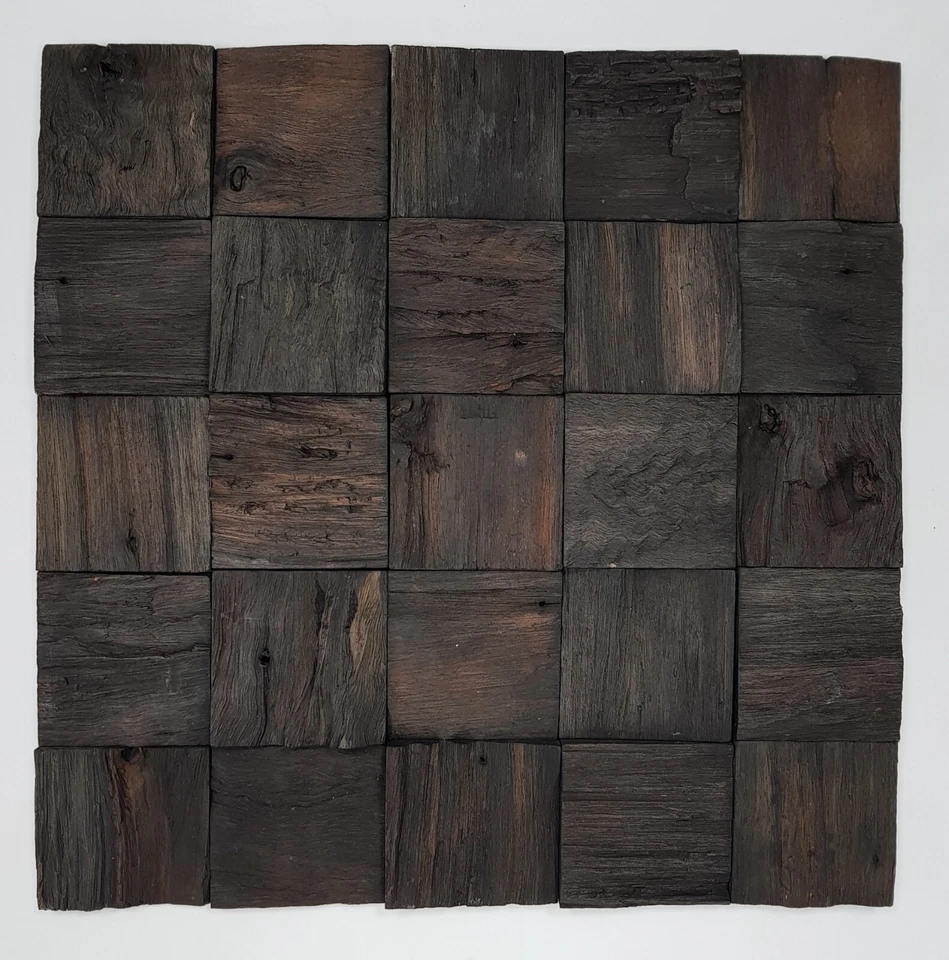 3D Echt-Holzriemchen Wandverkleidung Antik 40 x 40 cm Verblender Holzpaneele - Bild 2 von 3