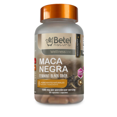 Premium Black Maca/Maca Negra Capsules by Betel Natural - 1500 mg Per Serving