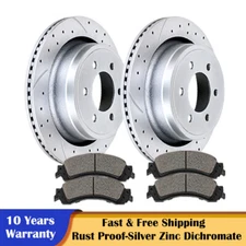Rear Drilled Slotted Rotors and Brake Pads Brakes Kit for 2010-2011 Ford F-150