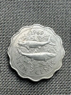 1969 BAHAMAS ISLANDS 10 CENTS BONEFISH SCALLOP SHAPED COIN | eBay