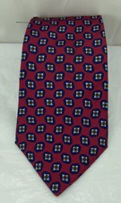 Christian Dior Monsieur Red Pattern Silk Neck Tie Italian Fabric Made In USA