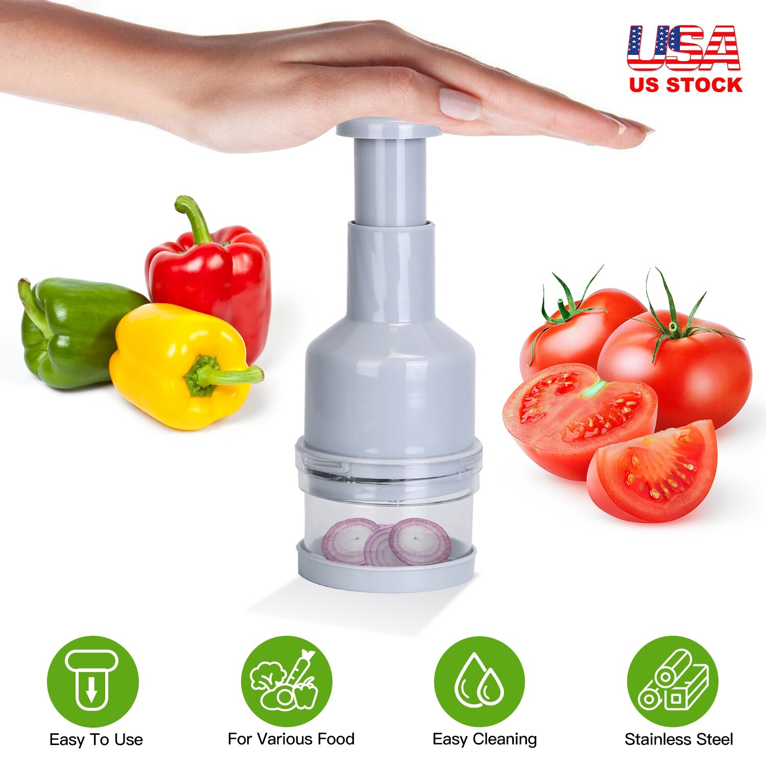 Manual Food Chopper Vegetable Chopper Dicer Garlic Mincer Onion Cutter Press NEW-image