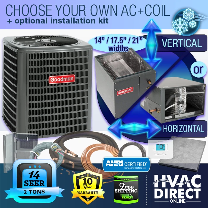 2 Ton 14 SEER Goodman Air Conditioner GSX140241 + Evaporator Coil AC System  Kit | eBay
