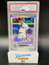 Julio Rodriguez Rookie Auto Topps Chrome Update AC-JRO PSA  10 Auto 10