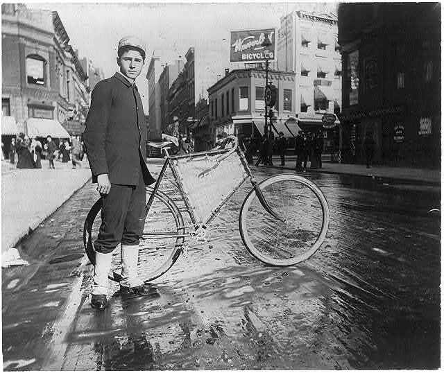 Street Types,New York City,NYC,Messenger Boy,Bike,Bicycle,c1896,Pedestrians