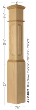 ARP 4092 Large Red Oak Amish Made Actual Raised Panel Box Newel Post