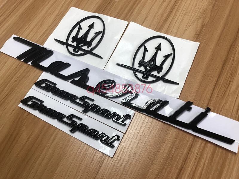 5PC SET Glossy Black Emblem GranSport For Maserati R & L Side Trunk  Badges - Image 4 of 4