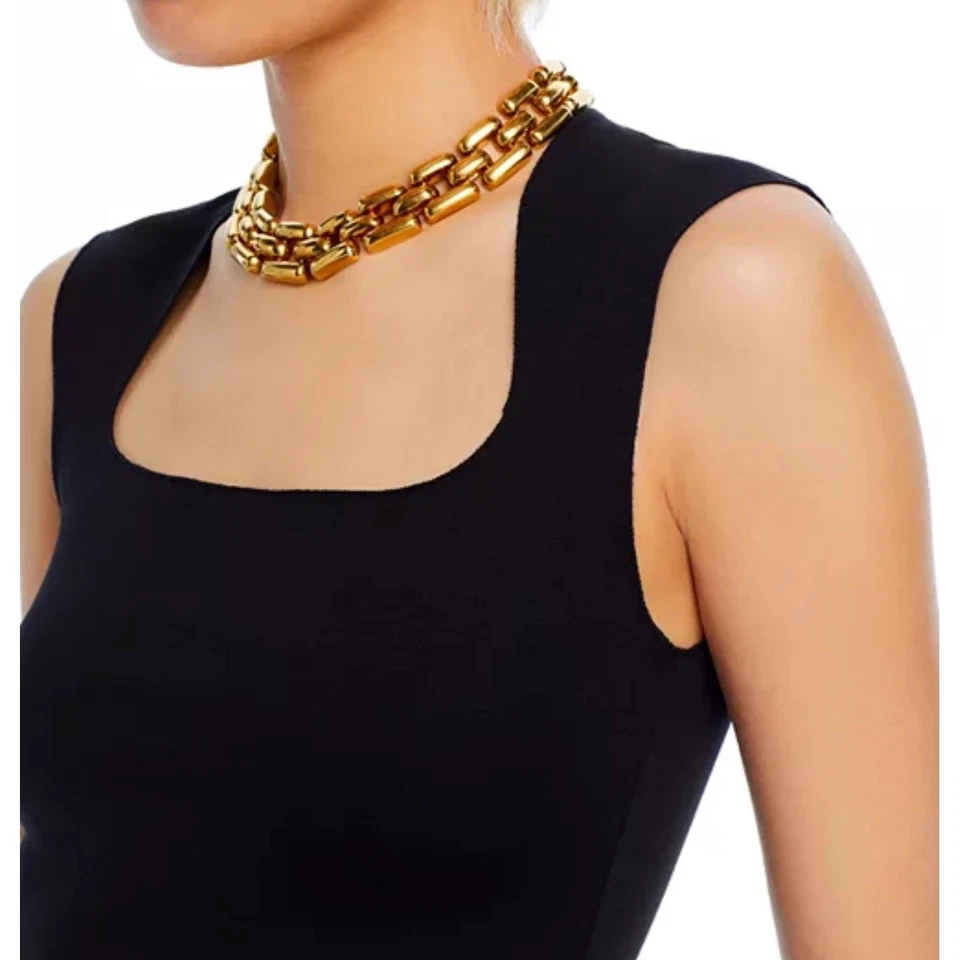 Camiseta sin mangas AQUA negra cuello cuadrado tejido ajustada de moda básica Foto 4 de 4