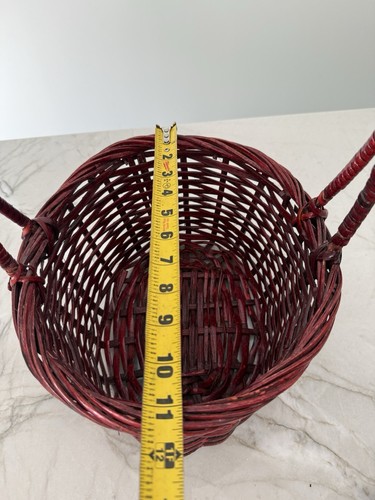 Handgefertigter geflochtener Korb mit Griff primitiver Stil Weidengewebe 15" x 11" x 10" - Bild 5 von 8
