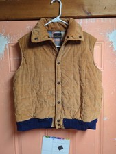 Vintage Country Touch Sportswear Corduroy Puffer Vest Plaid Lined Size Large
