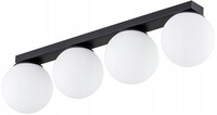 Deckenlampe Flur 4-Flammig Glas Schwarz E27 L:60 Cm Deckenleuchte Wohnzimmer