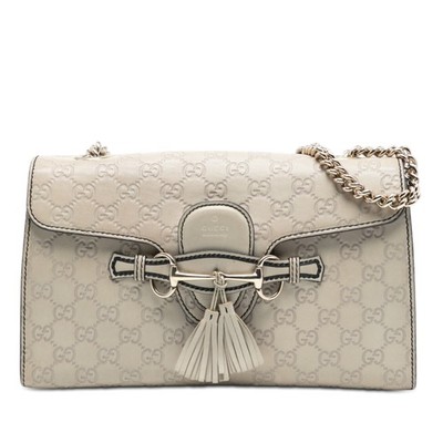 Gucci Medium ssima Emily Schultertasche Pre-Loved Off-White