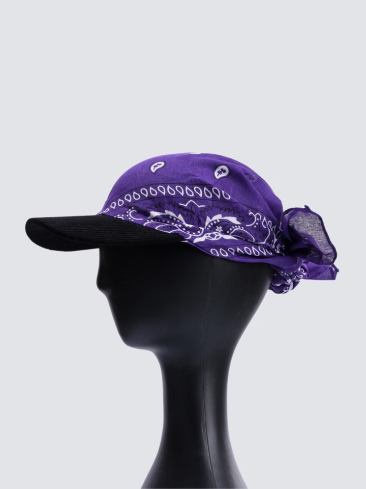 Corduroy Brim Bandana Hat – Handmade Cotton Brimmed Headwear, Unisex, Trendy - Image 3 of 4