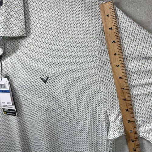 Callaway NEW Shirt Men XL Polo Opti Dri Short Sleeve White Green Print Birds UPF - Picture 11 of 12