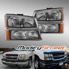 Fit 2003-2006 Chevy Silverado Avalanche 1500 2500 3500 Headlights Bumper Lamps