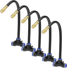 5 Pack Brass Misting Tee Nozzles 8 Hose 360 Adjustable Patio Mister Cooling Fans