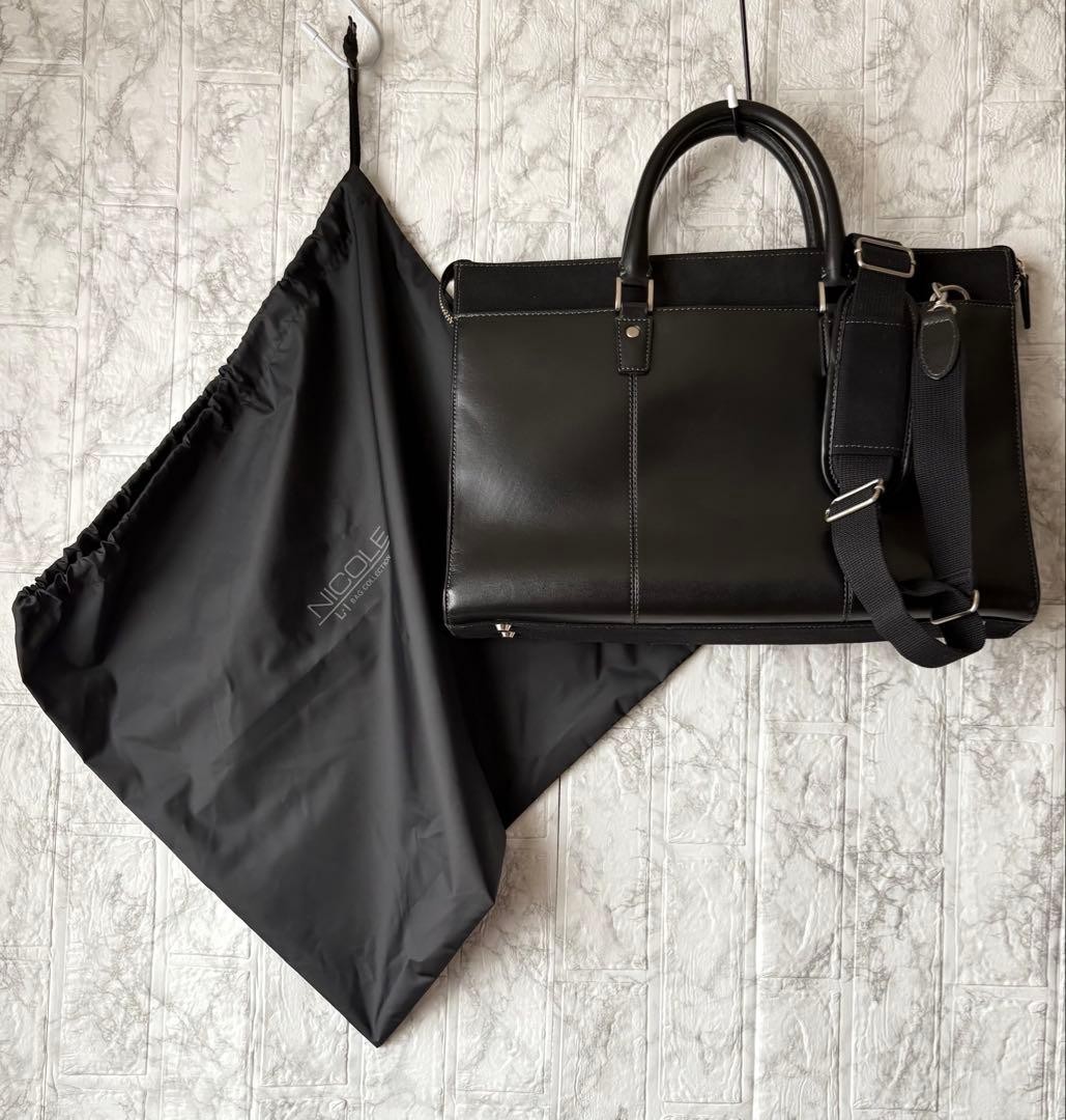 TAKEO KIKUCHI Business Bag, Black, Leather