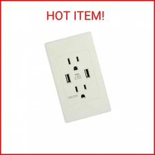 Dual USB Port Wall Socket Charger AC Power Receptacle Outlet Plate Panel 15A 110
